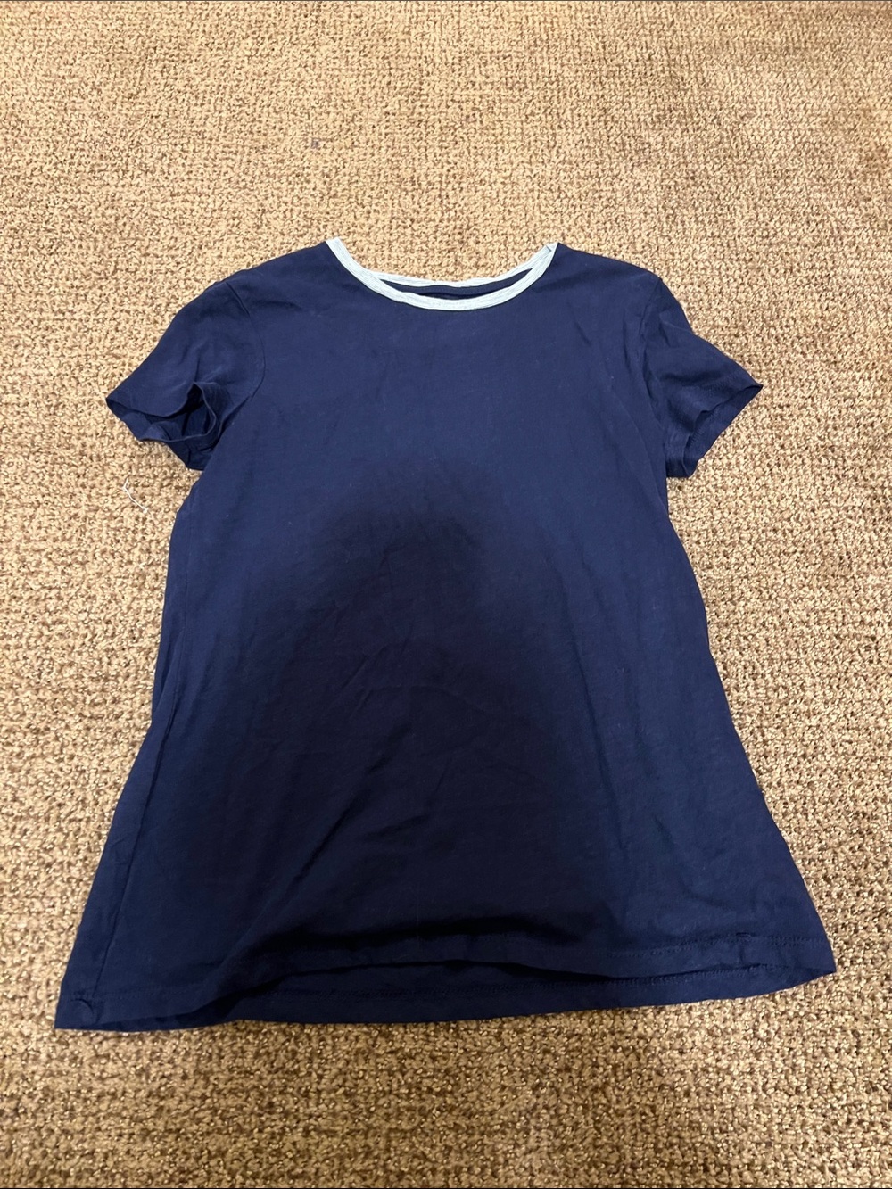 Classic Navy Short-Sleeve Tee with Contrast Neck